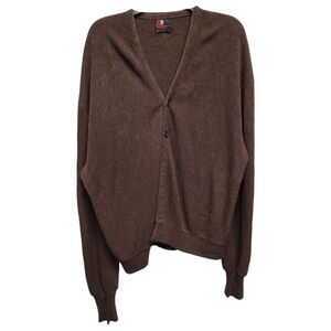 Arnold Palmer Rich Chocolate Brown Knit Cardigan Sweater - Size XL